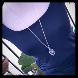 Chevron Amethyst Crystal Gemstone Wire Charm